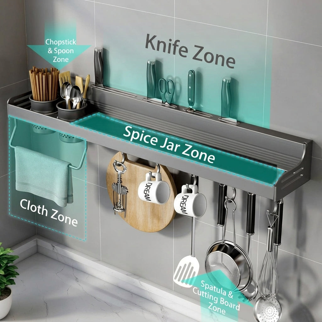 No-Drill Wall Spice Rack, 2-Tier