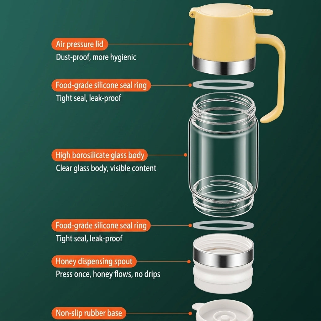 Glass Honey Dispenser, 300ml