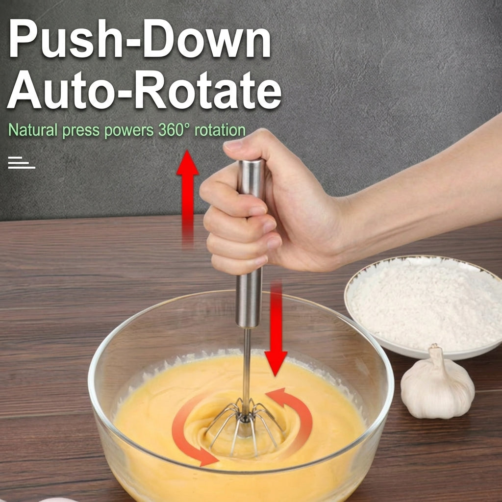 Semi-Automatic Push-Down Egg Beater, 2 Pack