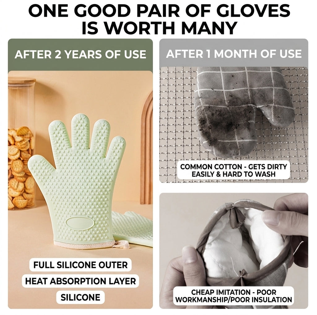 Long Silicone Oven Gloves, 2 Pairs