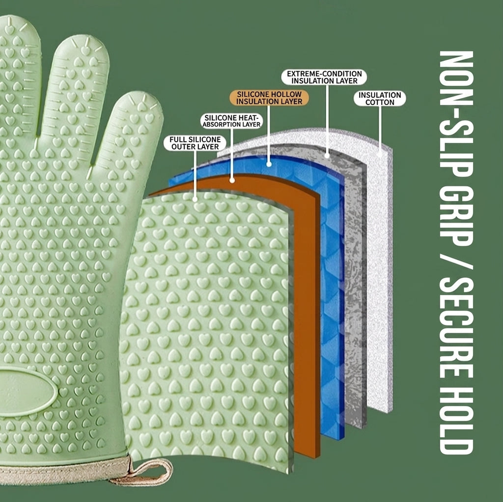 Long Silicone Oven Gloves, 2 Pairs
