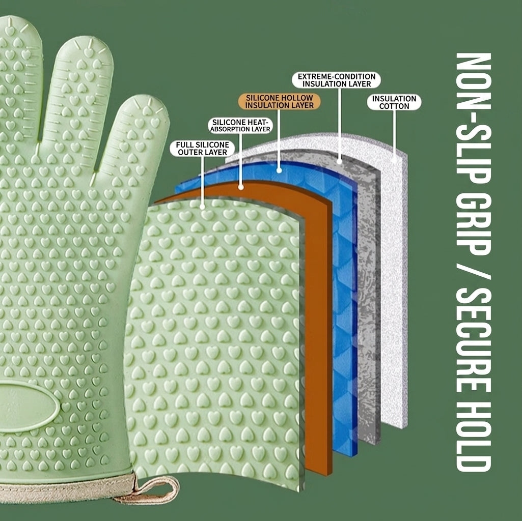 Long Silicone Oven Gloves, 2 Pairs
