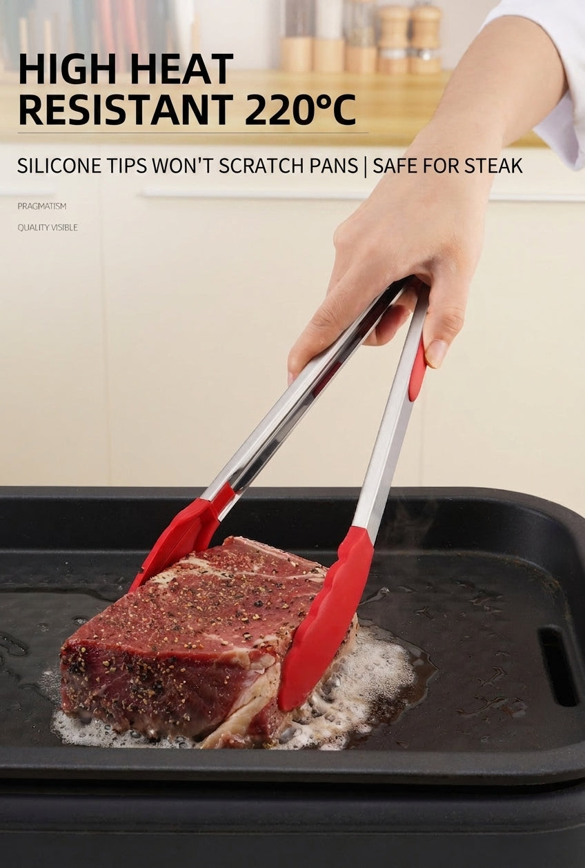 Silicone Head Kitchen Tongs, 2 Pack