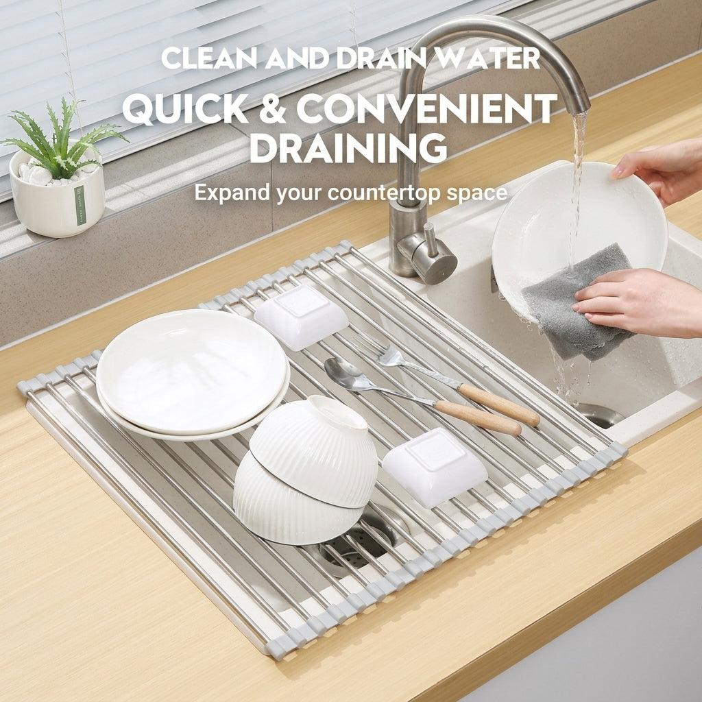 Roll-Up Over Sink Dish Drying Rack