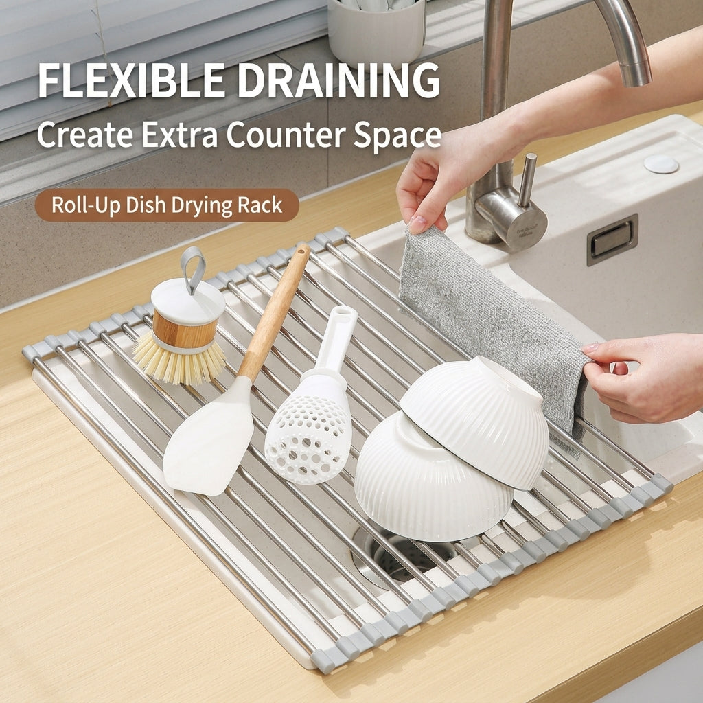 Roll-Up Over Sink Dish Drying Rack